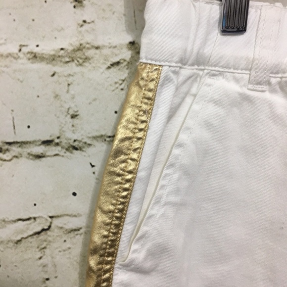 J Crew Gold Foil Tuxedo Striped Shorts - Picture 3 of 6
